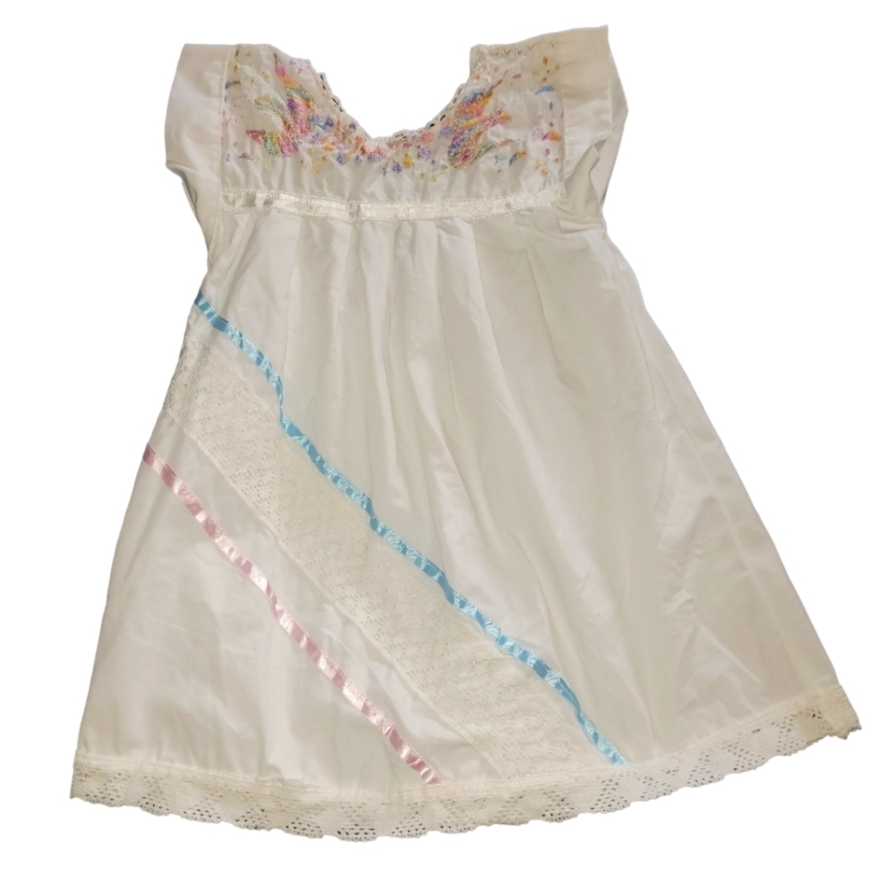 Vintage Toddler Girls White Floral Embroidered Dress 9-12Mposhmark